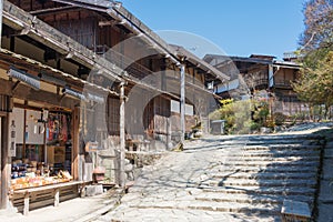 Tsumago-juku in Nagiso, Nagano, Japan. Tsumago-juku was a historic post town of famous Nakasendo