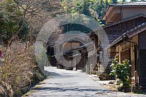 Tsumago-juku in Nagiso, Nagano, Japan. Tsumago-juku was a historic post town of famous Nakasendo