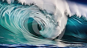 Tsunami big huge large wave. Apocalyptic dramatic background - giant tsunami waves. Hurricane storm waves crashing