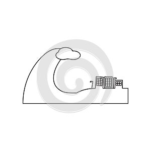 Tsunami city icon. Element of Desister for mobile concept and web apps icon. Outline, thin line icon for website design and photo