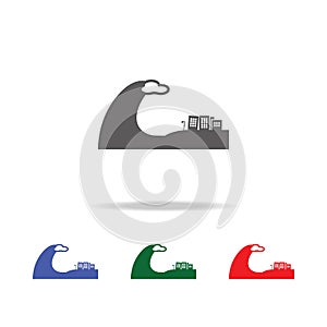 Tsunami city icon. Elements of desister multi colored icons. Premium quality graphic design icon. Simple icon for websites, web de photo
