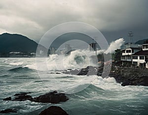 Tsunami, earthquake in Japan near coastline