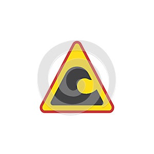 Tsunami hazard sign flat icon