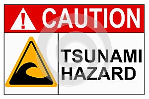 Tsunami hazard zone caution sign