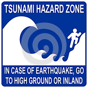 Tsunami hazard zone sign