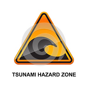 Tsunami hazard zone sign isolated on white background