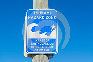 Tsunami hazard zone sign in Los Angeles