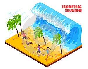 Tsunami Isometric Illustration