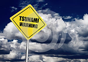 Tsunami warning road sign