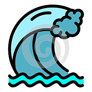 Tsunami wave icon color outline vector