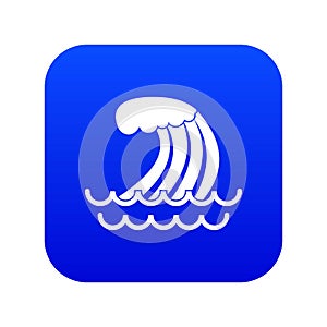 Tsunami wave icon digital blue