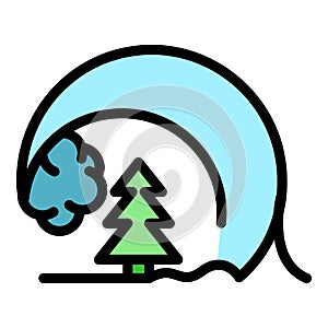 Tsunami wave on park icon color outline vector