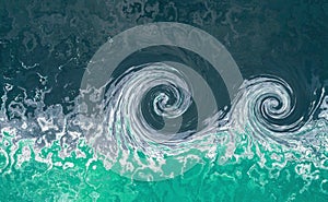Tsunami waves. Water tide abstract background .Blue water background with splashes of waves.