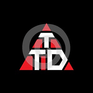 TTD triangle letter logo design with triangle shape. TTD triangle logo design monogram. TTD triangle vector logo template with red