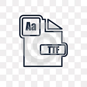 Ttf vector icon isolated on transparent background, linear Ttf t