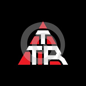 TTR triangle letter logo design with triangle shape. TTR triangle logo design monogram. TTR triangle vector logo template with red
