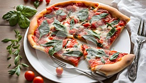 Ttraditional Roman Pizza with Tomatoes and Rugola