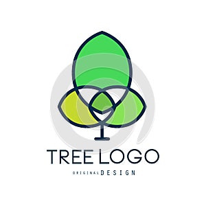 Ttree logo original design, green bio badge, abstract organic design element vector illustration