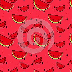 tTropical pattern backround using fresh watermelon seamless vector wallpaper in summer vector backround