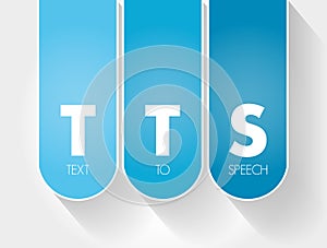 TTS - Text to Speech acronym, technology concept background