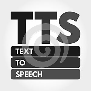 TTS - Text to Speech acronym, technology concept background