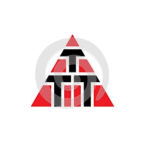 TTT triangle letter logo design with triangle shape. TTT triangle logo design monogram. TTT triangle vector logo template with red