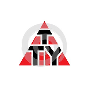 TTY triangle letter logo design with triangle shape. TTY triangle logo design monogram. TTY triangle vector logo template with red