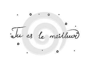 Tu es le meilleur phrase handwritten with a calligraphy brush. You are the best in French. Modern brush calligraphy. Isolated word photo