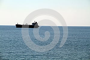 TUAPSE, RUSSIA - JULY 2019: ship port in Tuapse. Tanker at sea