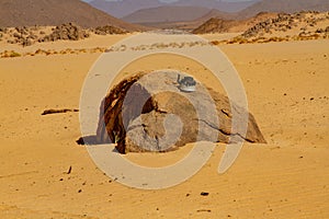 Tuareg burnt tea kettle Tassili n\'Ajjer National Park, Algeria, Sahara, Africa.