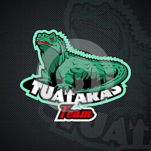 Tuataras, reptile logo template.