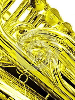 Tuba close up in gold