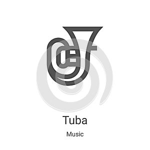 tuba icon vector from music collection. Thin line tuba outline icon vector illustration. Linear symbol for use on web and mobile