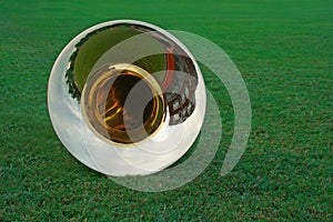 Tuba lying on the grass