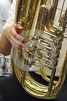 Tuba player - detail