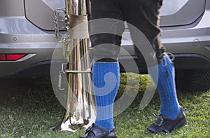 Tuba, a traditional brass music instrument