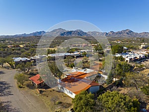 Tubac historic town center aerial view, Arizona, USA photo