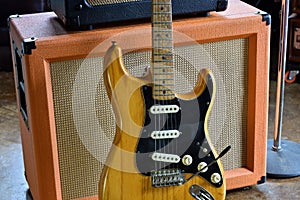 Tube Amp Combo with 1972 Stratocaster Electric Guitar photo