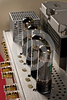 Tube amplifier closeup photo