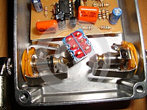 Tube amplifier head and wirring parts transformers tube sockets pcb photo