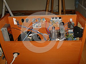 Tube amplifier head and wirring parts transformers tube sockets pcb 33 photo