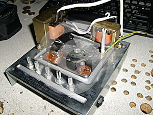 Tube amplifier head and wirring parts transformers tube sockets 71 photo