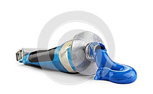 A tube with blue oil paint