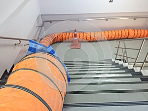 Tube Fan with confined space, Portable Ventilation Fans and Exhaust Fans on stair at factory