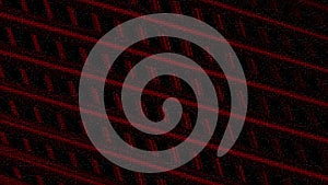 Tube like crossed diagonal stripes shimmer, dark red lines on a black background, seamless loop. Motion. Effect of