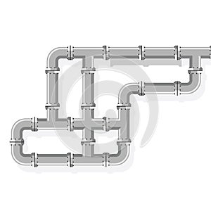 Tube lines for plumbing and piping work. Pipe line for water, gas, fuel and oil. Details and connectors industrial pipes