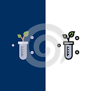 Tube, Plant, Lab, Science  Icons. Flat and Line Filled Icon Set Vector Blue Background