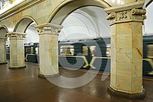 Tube station on which rides express streetcar photo