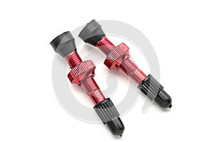 tubeless presta valves with tube less rim tape on plain background (cut out, isolated on white) valve