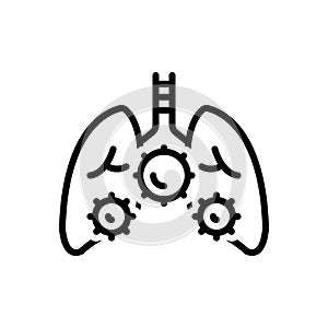 Black line icon for Tuberculosis, infection and lung